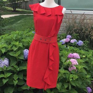 Calvin Klein Red Belted Dress